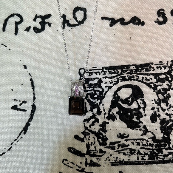 Brazilian Smoky Quartz accented with Pink Sapphire and White Topaz 20in Necklace - Picture 5 of 7